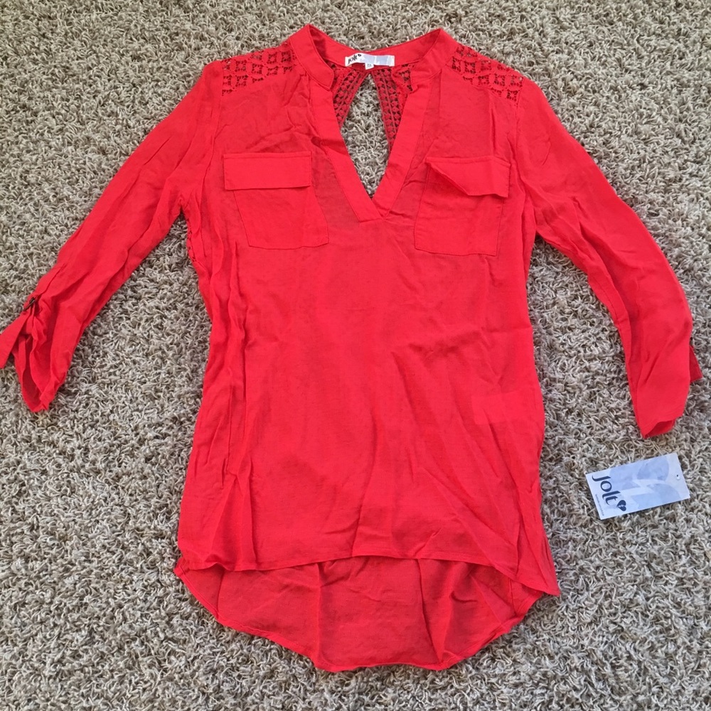 Red Open-back Blouse